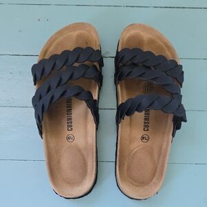Cushionaire Women's Black Braided Sandals